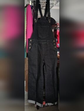 Black Denim Overalls Jumpsuit